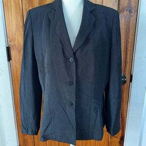 Evan Picone Vintage Jacket Blazer Navy blue white Pin dot Birds Eye 14 80s 90s